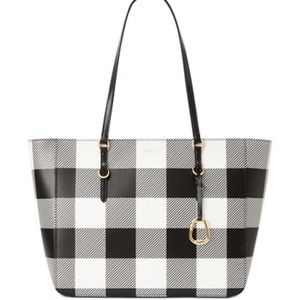 Lauren Ralph Lauren Saffiano Leather Gingham Tote